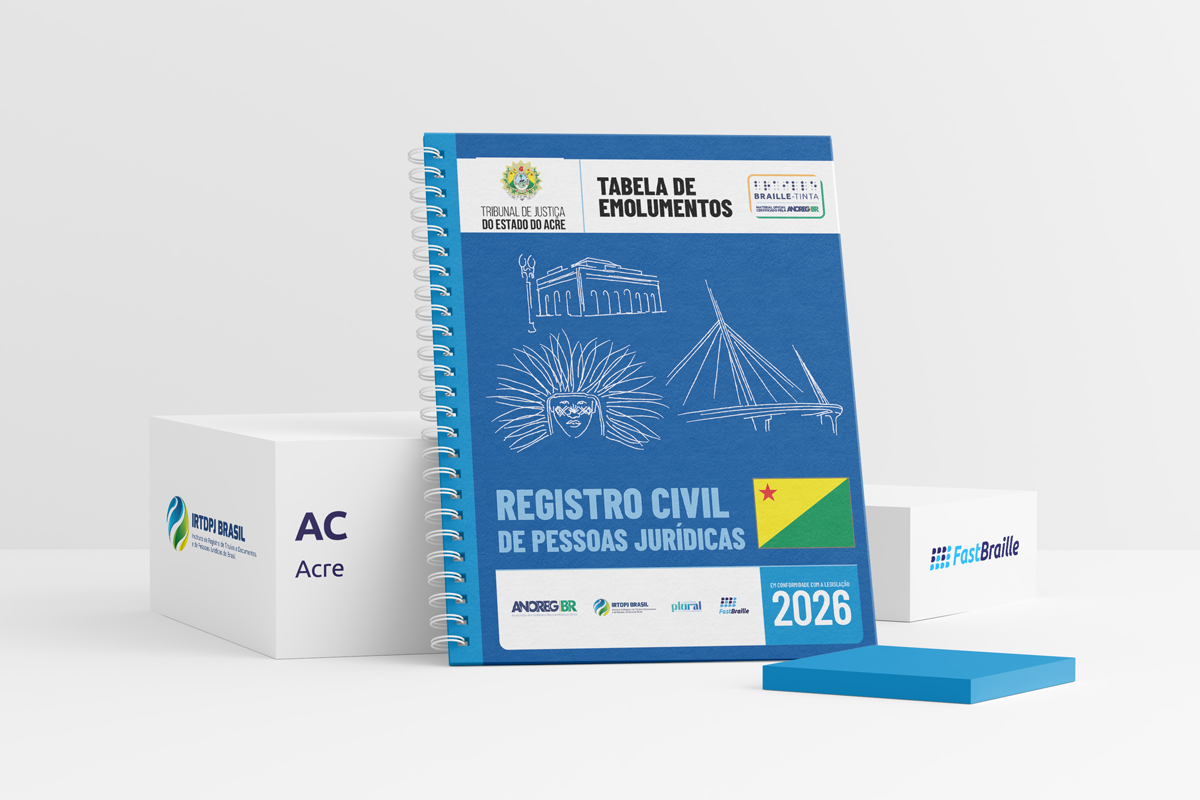 Tabela de Emolumentos 2026 - versão tinta-braille - Registro Civil de Pessoas Jurídicas - Acre