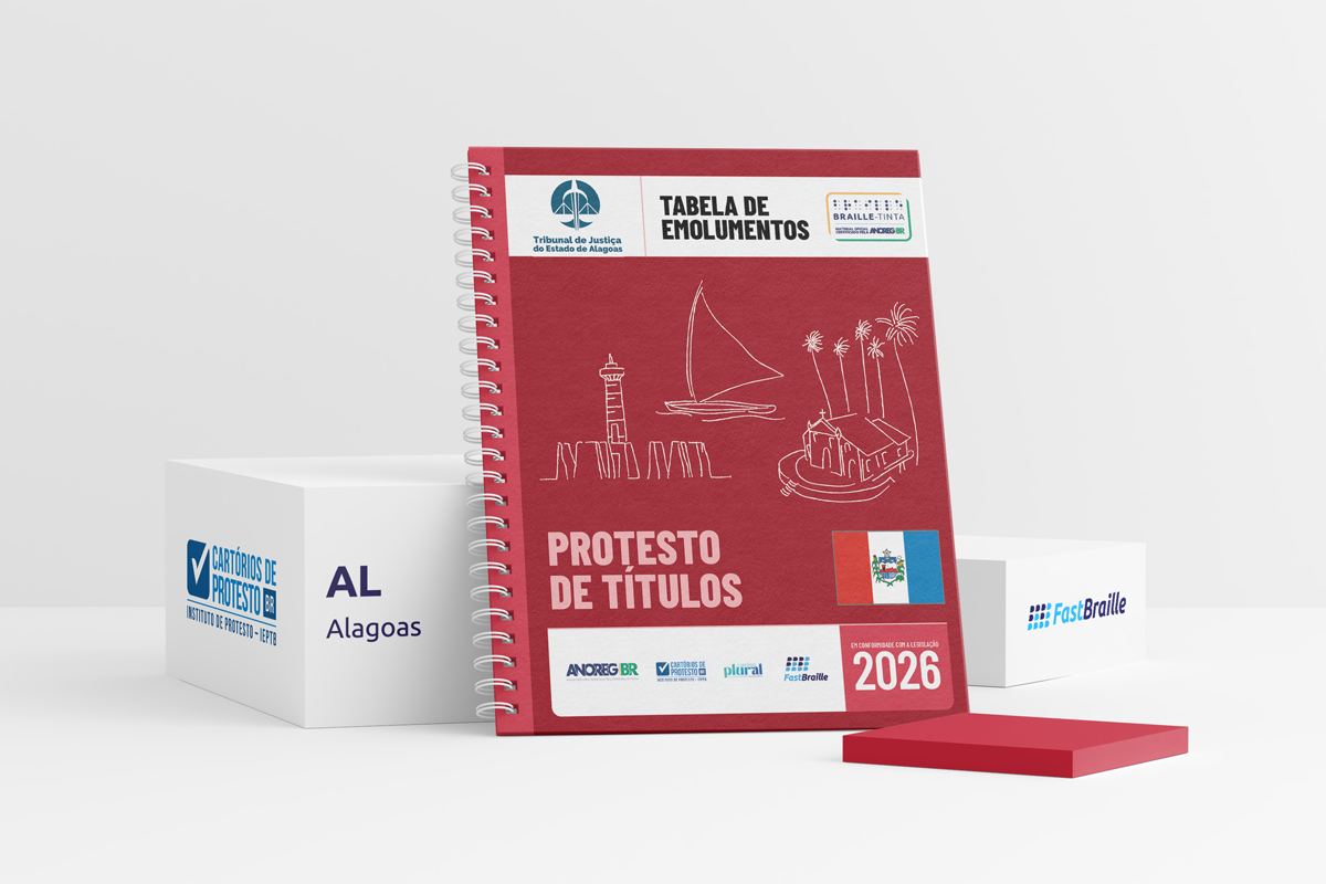 Tabela de Emolumentos 2026 - versão tinta-braille - Protesto de Títulos - Alagoas