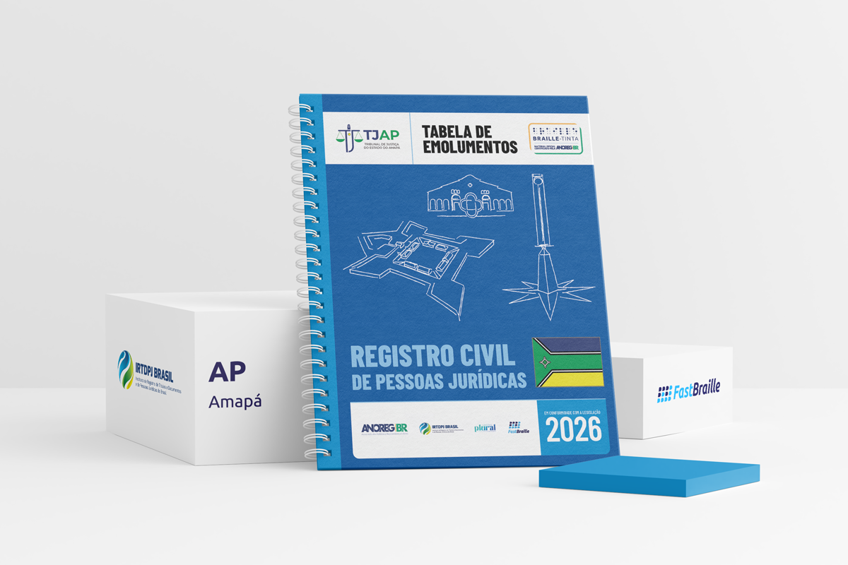 Tabela de Emolumentos 2026 - versão tinta-braille - Registro Civil de Pessoas Jurídicas - Amapá
