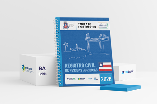 Tabela de Emolumentos 2026 - versão tinta-braille - Registro Civil de Pessoas Jurídicas - Bahia