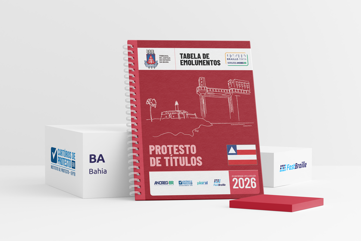 Tabela de Emolumentos 2026 - versão tinta-braille - Protesto de Títulos - Bahia