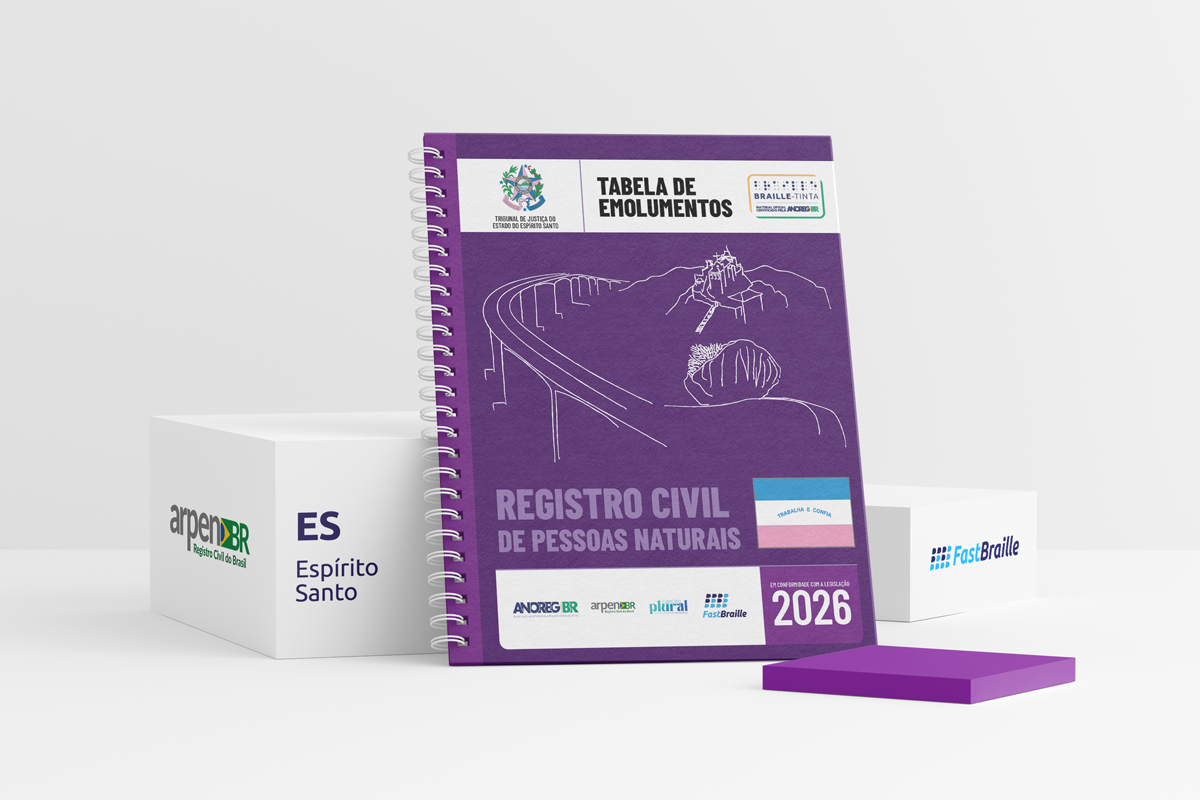 Tabela de Emolumentos 2026 - versão tinta-braille - Registro Civil de Pessoas Naturais - Espírito Santo