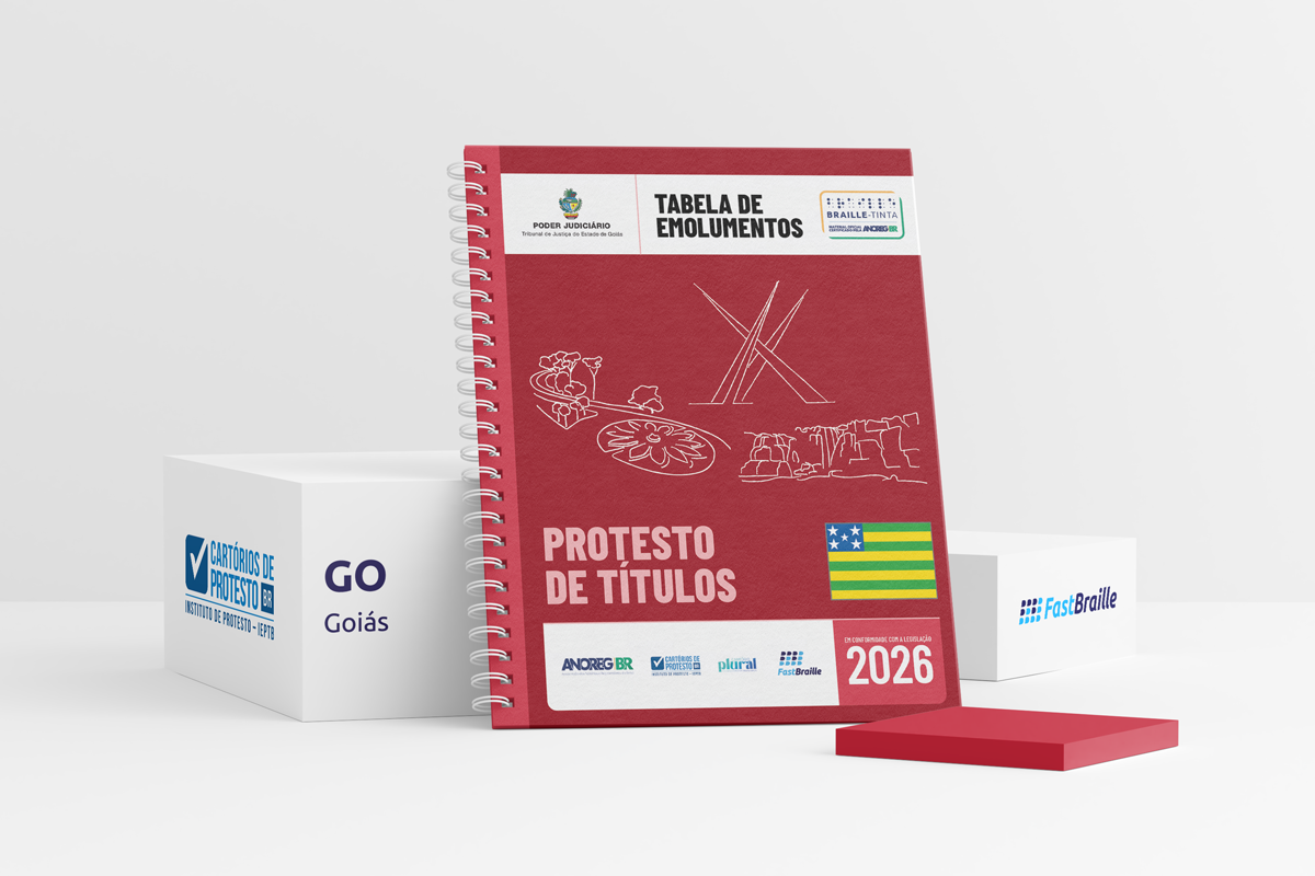 Tabela de Emolumentos 2026 - versão tinta-braille - Protesto de Títulos - Goiás