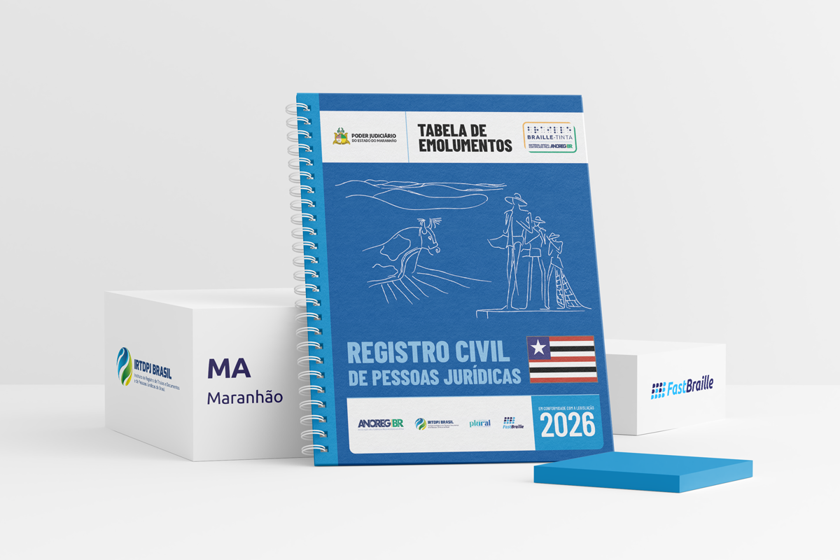 Tabela de Emolumentos 2026 - versão tinta-braille - Registro Civil de Pessoas Jurídicas - Maranhão