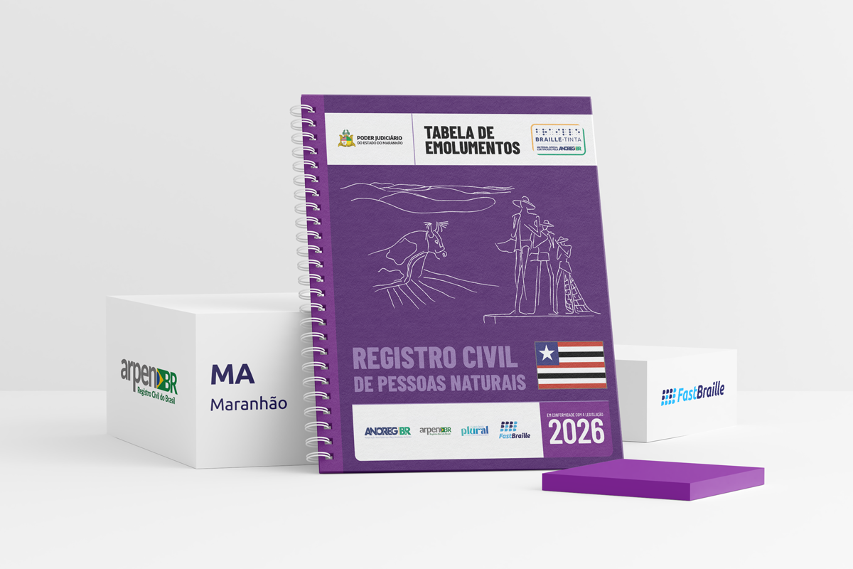 Tabela de Emolumentos 2026 - versão tinta-braille - Registro Civil de Pessoas Naturais - Maranhão