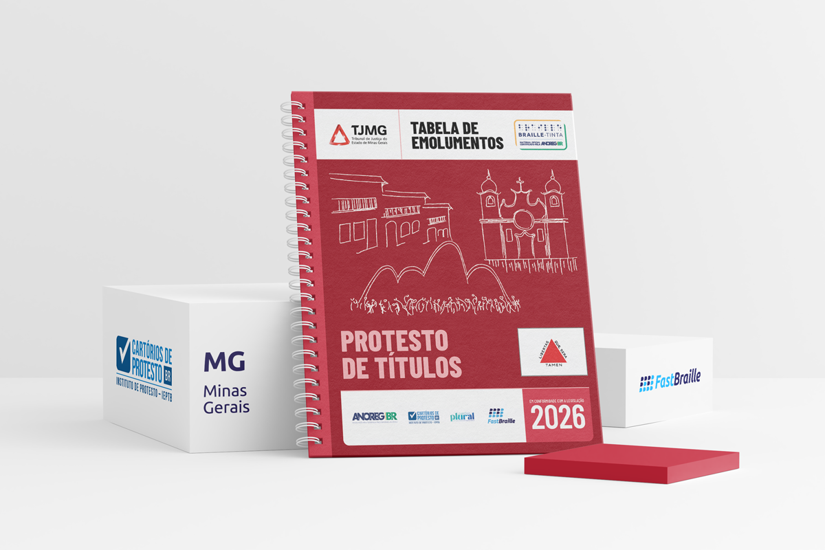 Tabela de Emolumentos 2026 - versão tinta-braille - Protesto de Títulos - Minas Gerais