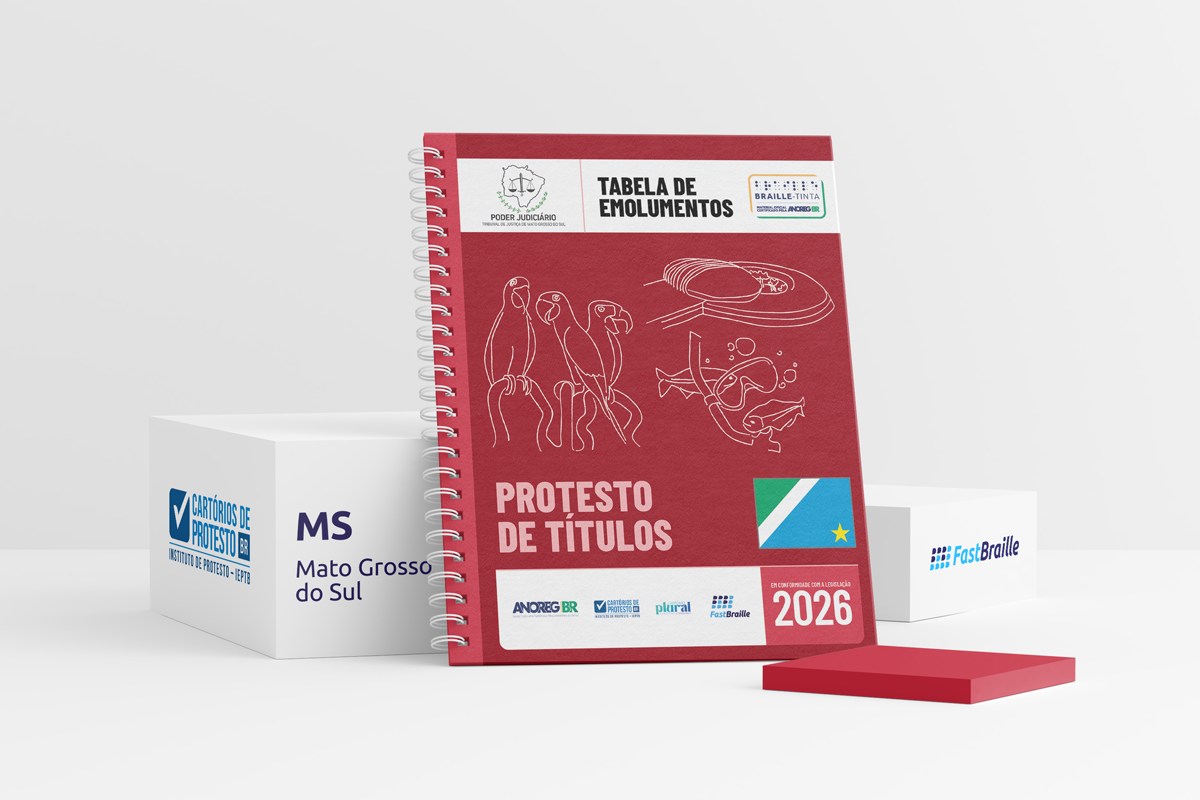 Tabela de Emolumentos 2026 - versão tinta-braille - Protesto de Títulos - Mato Grosso do Sul