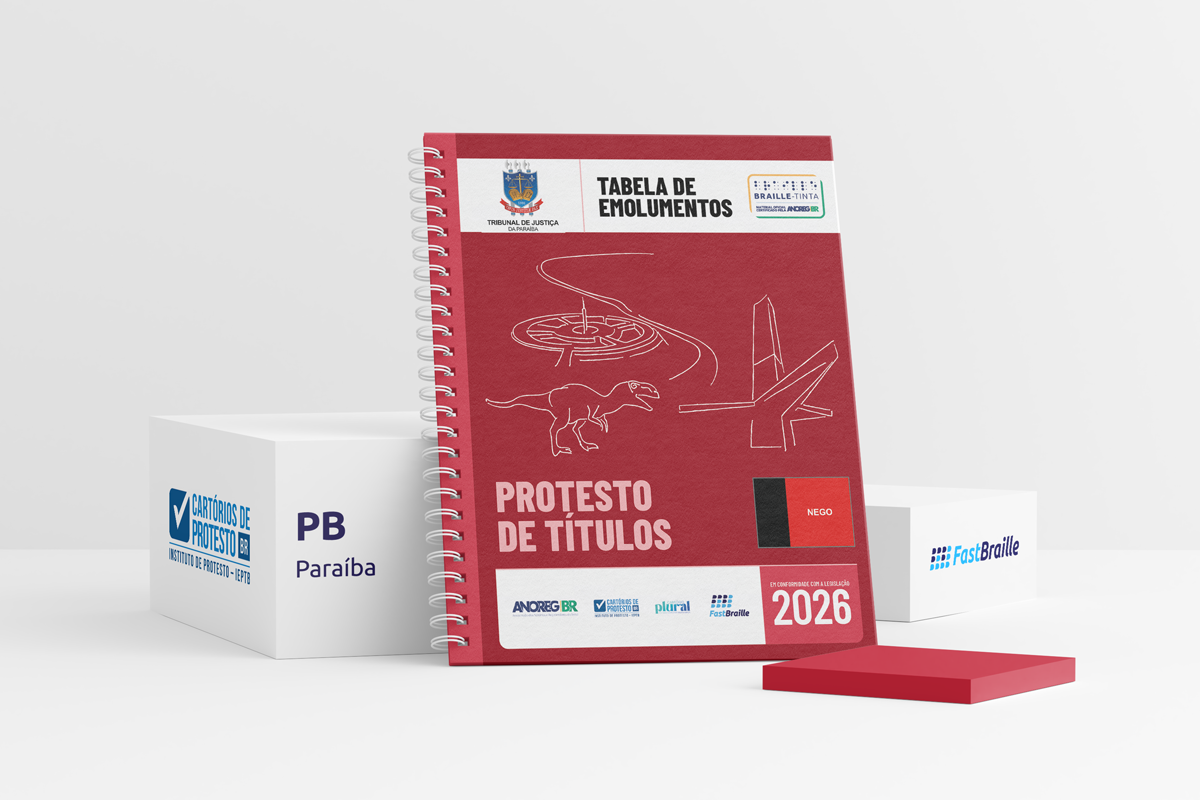 Tabela de Emolumentos 2026 - versão tinta-braille - Protesto de Títulos - Paraíba