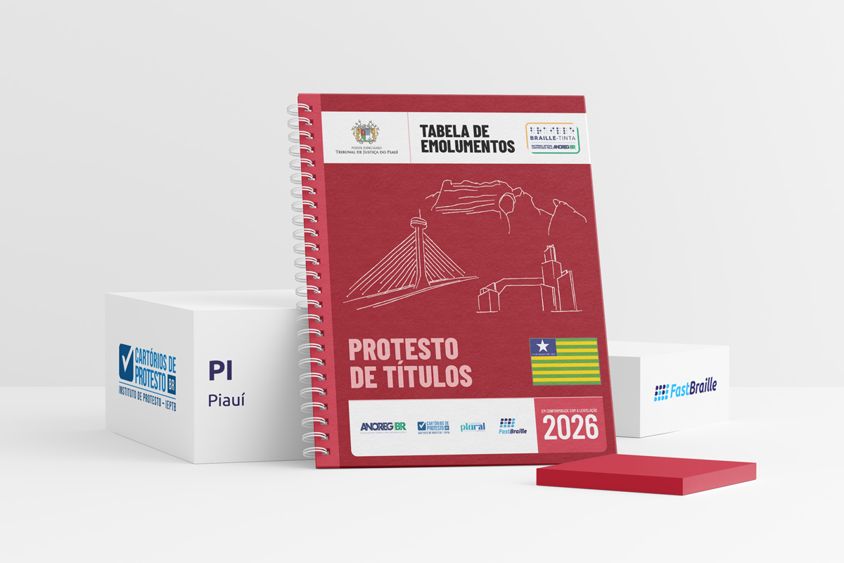 Tabela de Emolumentos 2026 - versão tinta-braille - Protesto de Títulos - Piauí