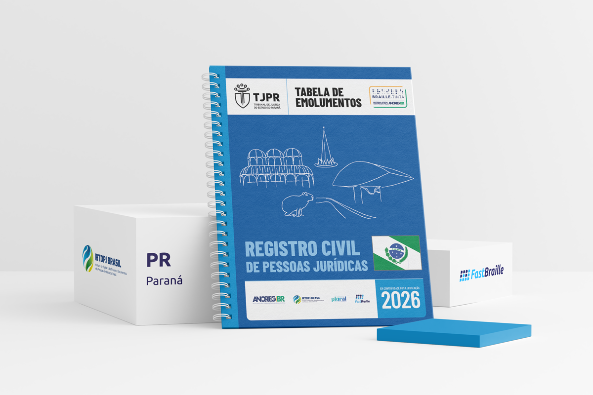 Tabela de Emolumentos 2026 - versão tinta-braille - Registro Civil de Pessoas Jurídicas - Paraná
