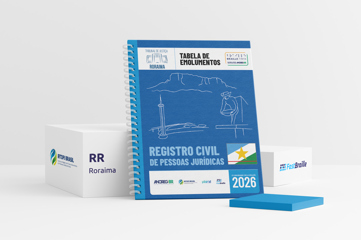 Tabela de Emolumentos 2026 - versão tinta-braille - Registro Civil de Pessoas Jurídicas - Roraima