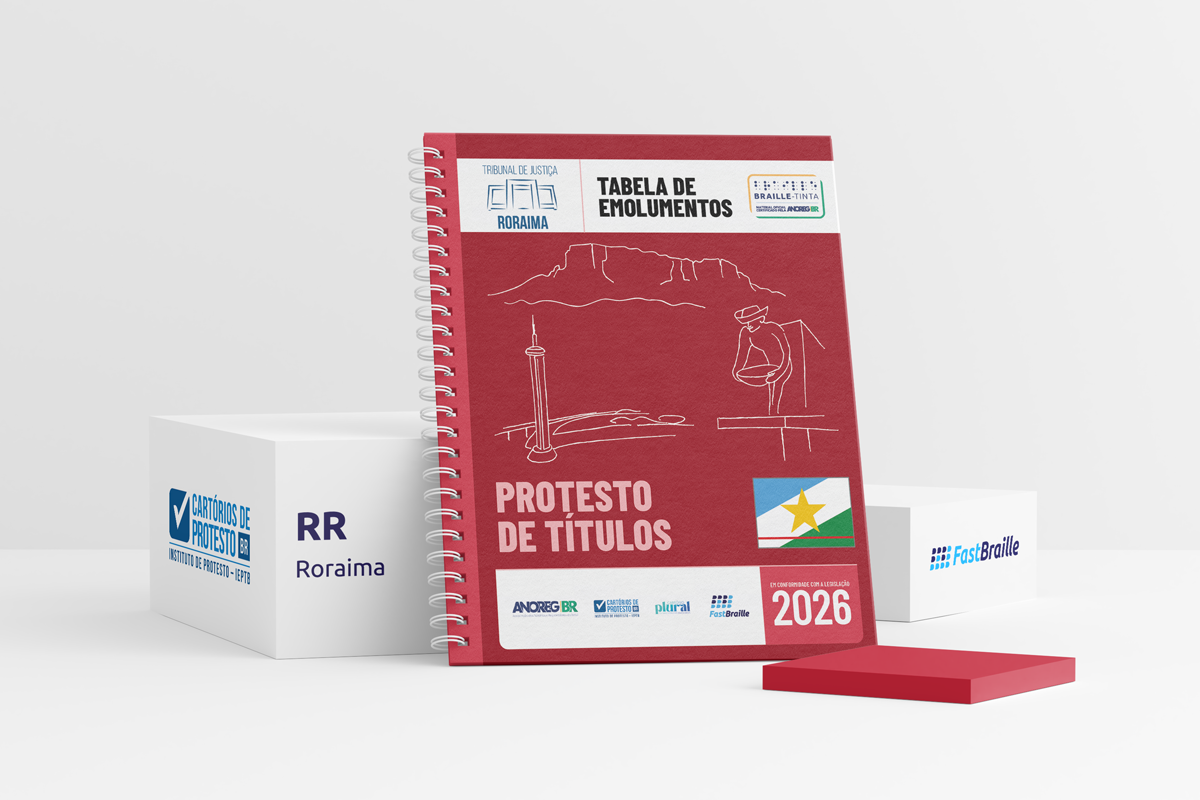 Tabela de Emolumentos 2026 - versão tinta-braille - Protesto de Títulos - Roraima