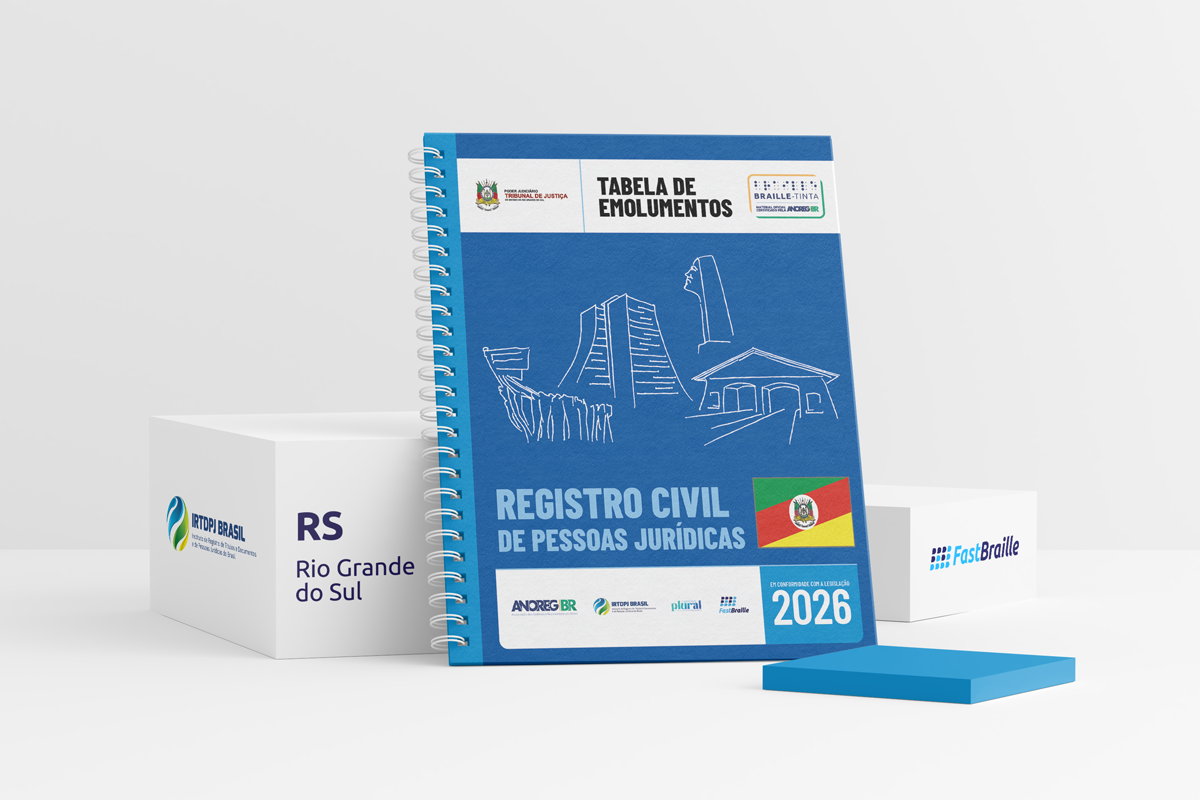 Tabela de Emolumentos 2026 - versão tinta-braille - Registro Civil de Pessoas Jurídicas - Rio Grande do Sul