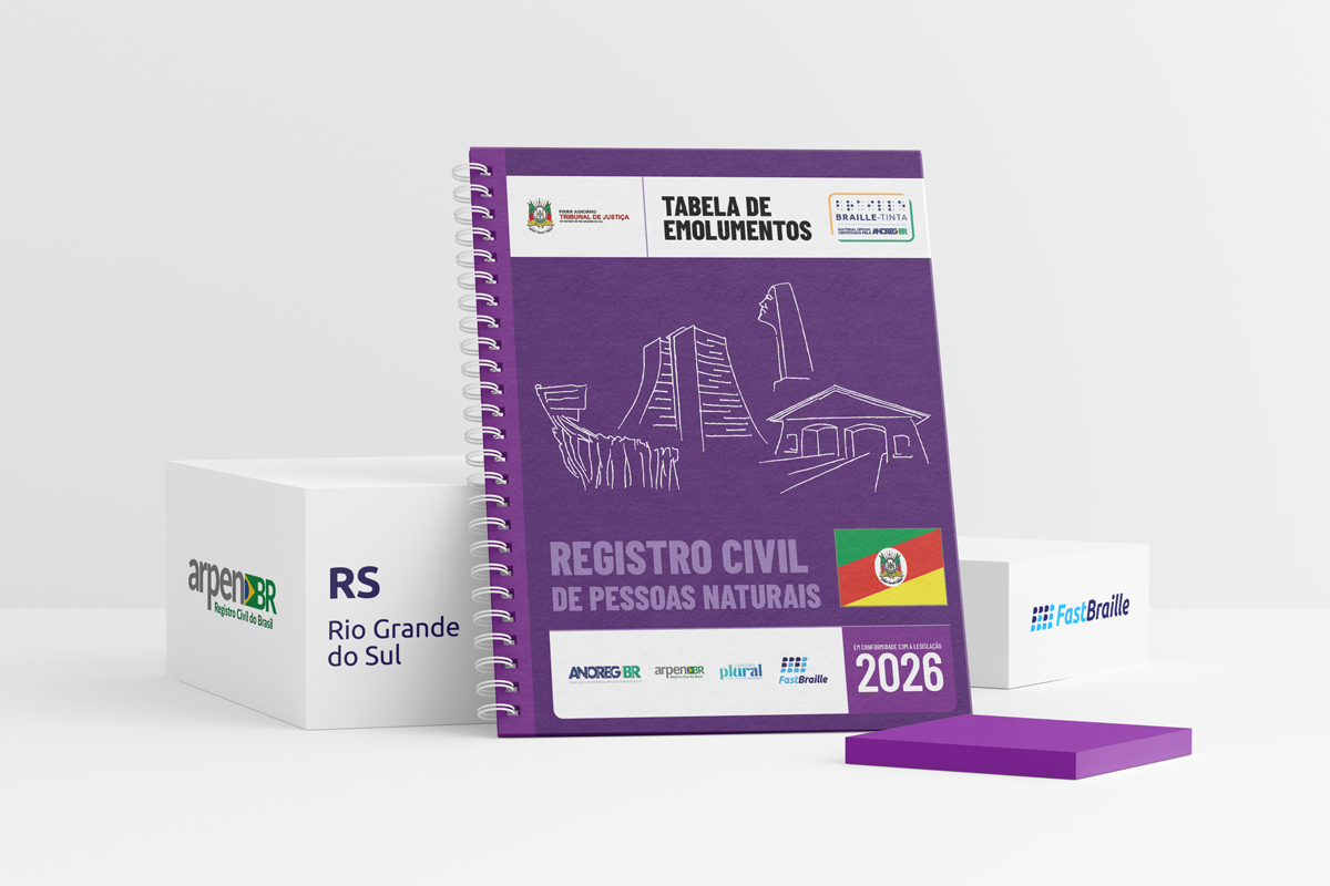 Tabela de Emolumentos 2026 - versão tinta-braille - Registro Civil de Pessoas Naturais - Rio Grande do Sul
