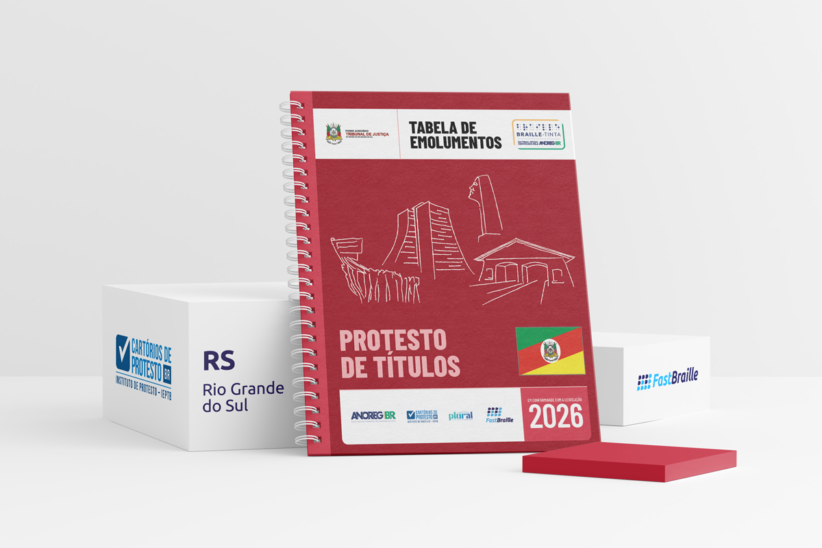 Tabela de Emolumentos 2026 - versão tinta-braille - Protesto de Títulos - Rio Grande do Sul