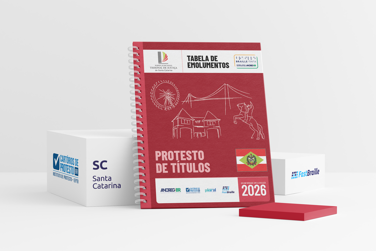 Tabela de Emolumentos 2026 - versão tinta-braille - Protesto de Títulos - Santa Catarina
