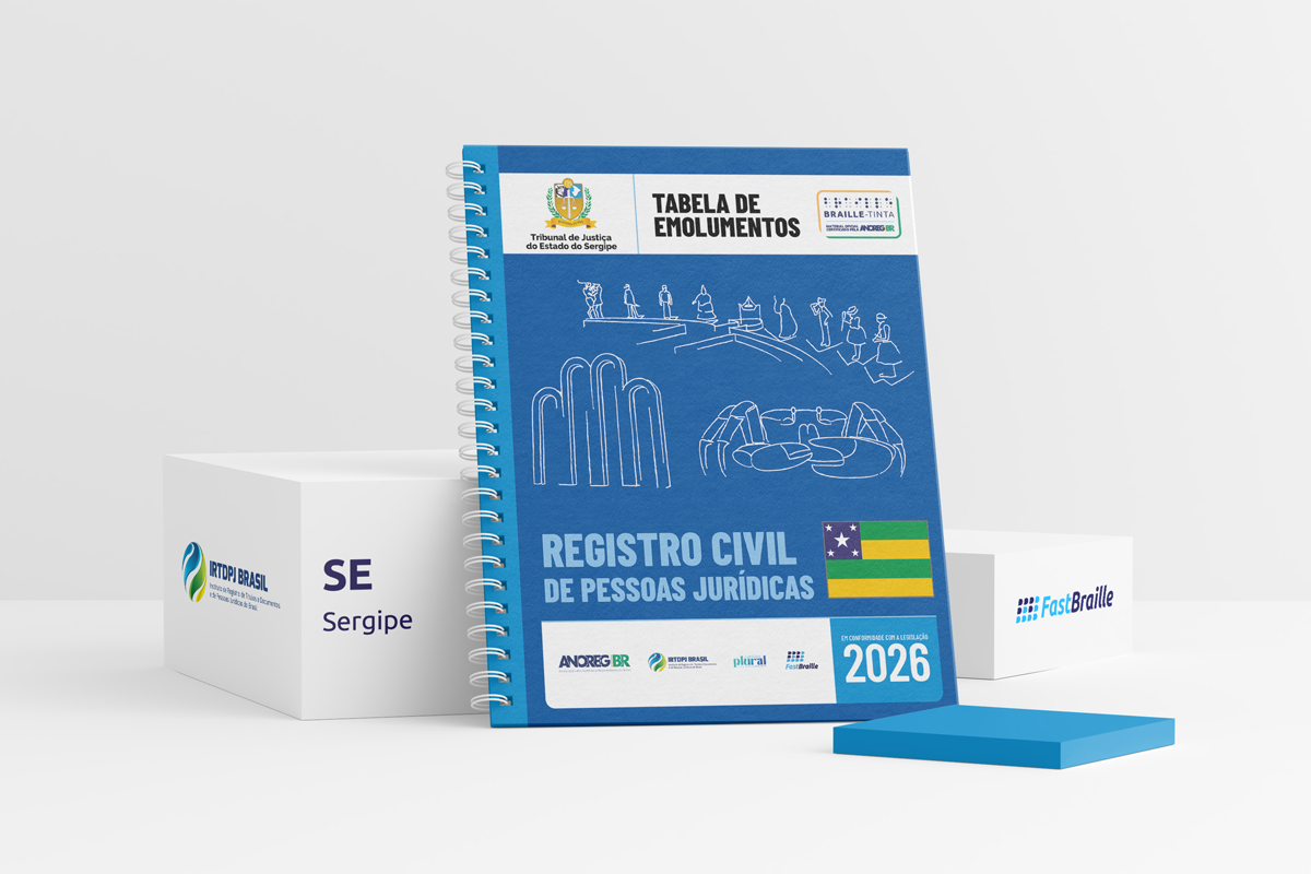 Tabela de Emolumentos 2026 - versão tinta-braille - Registro Civil de Pessoas Jurídicas - Sergipe