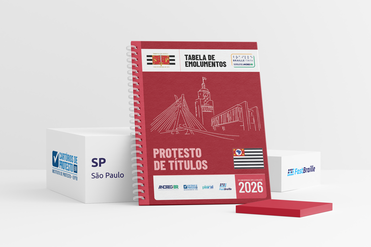 Tabela de Emolumentos 2026 - versão tinta-braille - Protesto de Títulos - São Paulo