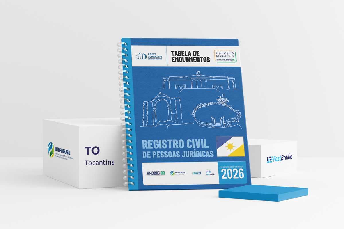 Tabela de Emolumentos 2026 - versão tinta-braille - Registro Civil de Pessoas Jurídicas - Tocantins