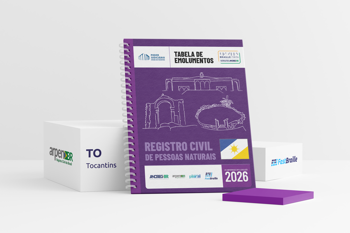 Tabela de Emolumentos 2026 - versão tinta-braille - Registro Civil de Pessoas Naturais - Tocantins